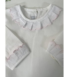 Camisita Plumeti Blanco Rosa